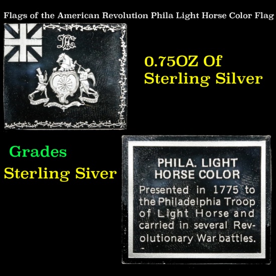 Flags of the American Revolution Phila Light Horse Color Flag Sterling Silver