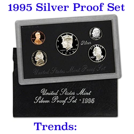 1995 United States Mint Silver Proof Set 5 coins "Black Box"