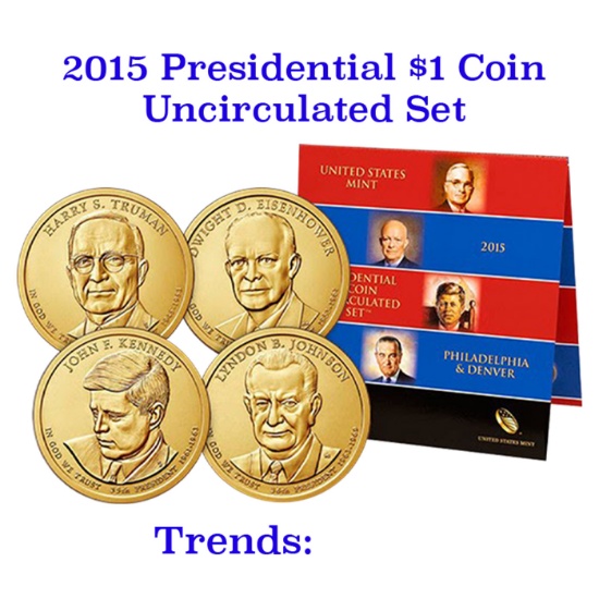 2015 United States Mint Presidential $1 Coin Uncirculated Set 8 coins
