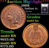 ***Auction Highlight*** 1869 Indian Cent 1c Graded Select Unc BN By USCG (fc)