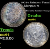 1902-o Rainbow Toned Morgan Dollar $1 Grades Choice Unc