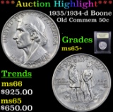 ***Auction Highlight*** 1935/1934-d Boone Old Commem Half Dollar 50c Graded GEM+ Unc By USCG (fc)