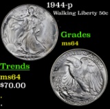 1944-p Walking Liberty Half Dollar 50c Grades Choice Unc