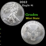2012 Silver Eagle Dollar $1 Grades Mint State