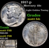 1917-p Mercury Dime 10c Grades Select Unc FSB