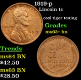 1919-p Lincoln Cent 1c Grades Select+ Unc BN