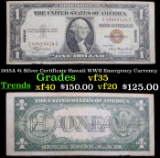 1935A $1 Silver Certificate Hawaii, Signatures of Julian & Morgenthau Grades vf