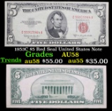 1953C $5 Red Seal United States Note Grades Choice AU/BU Slider