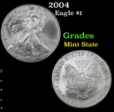 2004 Silver Eagle Dollar $1 Grades Mint State