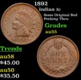 1892 Indian Cent 1c Grades Choice AU