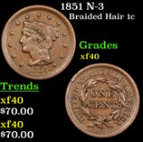 1851 N-3 Braided Hair Large Cent 1c Grades xf