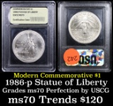 1986-p Liberty Modern Commem Dollar $1 Grades ms70, Perfection By USCG