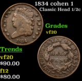 1834 cohen 1 Classic Head half cent 1/2c Grades vf, very fine