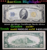 ***Auction Highlight*** 1934A $10 Silver Certificate North Africa Grades Choice AU/BU Slider+ (fc)