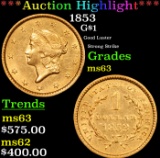 ***Auction Highlight*** 1853 Gold Dollar $1 Grades Select Unc (fc)