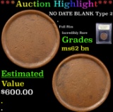 ***Auction Highlight*** NO DATE BLANK Type 2 Large Cent 1c Graded Select Unc BN By USCG (fc)