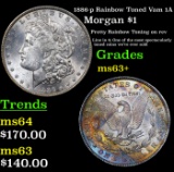 1886-p Rainbow Toned Vam 1A Morgan Dollar $1 Grades Select+ Unc