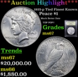 ***Auction Highlight*** 1935-p Tied Finest Known Peace Dollar $1 Graded GEM++ Unc BY USCG (fc)