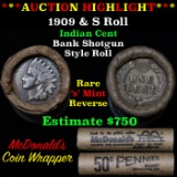 Indian 1c Shotgun Roll, 1909 end, KEY date 's' mint on the other, Wow!