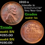 1910-s Lincoln Cent 1c Grades Choice+ Unc BN