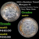 1902-o Rainbow Toned Morgan Dollar $1 Grades Choice+ Unc