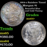 1904-o Rainbow Toned Morgan Dollar $1 Grades Choice+ Unc