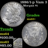 1886/1-p Vam 3 Morgan Dollar $1 Grades Select+ Unc