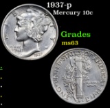 1937-p Mercury Dime 10c Grades Select Unc