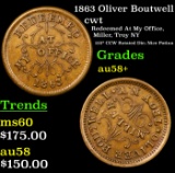 1863 Oliver Boutwell Civil War Token 1c Grades Choice AU/BU Slider+