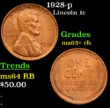 1928-p Lincoln Cent 1c Grades Select+ Unc RB