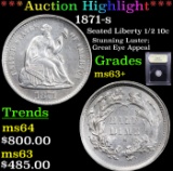 ***Auction Highlight*** 1871-s Seated Liberty Half Dime 1/2 10c Graded Select+ Unc By USCG (fc)