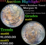 ***Auction Highlight*** 1883-o Rainbow Toned Morgan Dollar $1 Grades GEM+ Unc (fc)