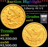 ***Auction Highlight*** 1843-d Dahlonega Small D Gold Liberty Quarter Eagle $2 1/2 Graded Select AU