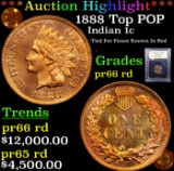 Proof ***Auction Highlight*** 1888 Top POP Indian Cent 1c Graded Gem+ Proof Red BY USCG (fc)