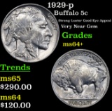 1929-p Buffalo Nickel 5c Grades Choice+ Unc