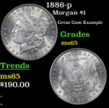 1886-p Morgan Dollar $1 Grades GEM Unc
