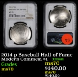 NGC 2014-p Baseball Hall of Fame Modern Commem Dollar $1 Graded ms70 BY NGC