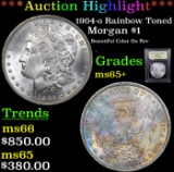 ***Auction Highlight*** 1904-o Rainbow Toned Morgan Dollar $1 Graded GEM+ Unc By USCG (fc)
