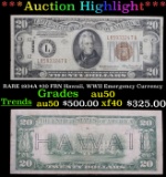 ***Auction Highlight*** RARE 1934A $20 FRN Hawaii, WWII Emergency Currency Grades AU, Almost Unc (fc