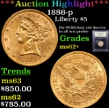 ***Auction Highlight*** 1886-p Gold Liberty Half Eagle $5 Graded Select Unc By USCG (fc)