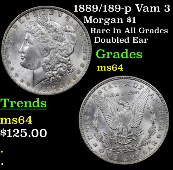 1889/189-p Vam 3 Morgan Dollar $1 Grades Choice Unc