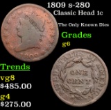 1809 s-280 Classic Head Large Cent 1c Grades g+