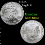 1995 Silver Eagle Dollar $1 Grades Mint State