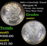 1885-o Colorfully Toned Morgan Dollar $1 Grades Choice+ Unc