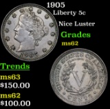 1905 Liberty Nickel 5c Grades Select Unc