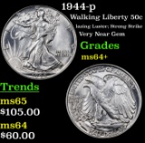 1944-p Walking Liberty Half Dollar 50c Grades Choice+ Unc
