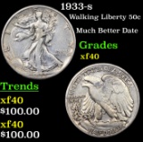 1933-s Walking Liberty Half Dollar 50c Grades xf