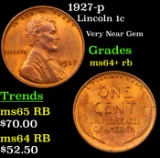 1927-p Lincoln Cent 1c Grades Choice+ Unc RB
