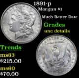 1891-p Morgan Dollar $1 Grades Unc Details