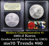 1991-d Korean War Modern Commem Dollar $1 Graded ms70, Perfection By USCG